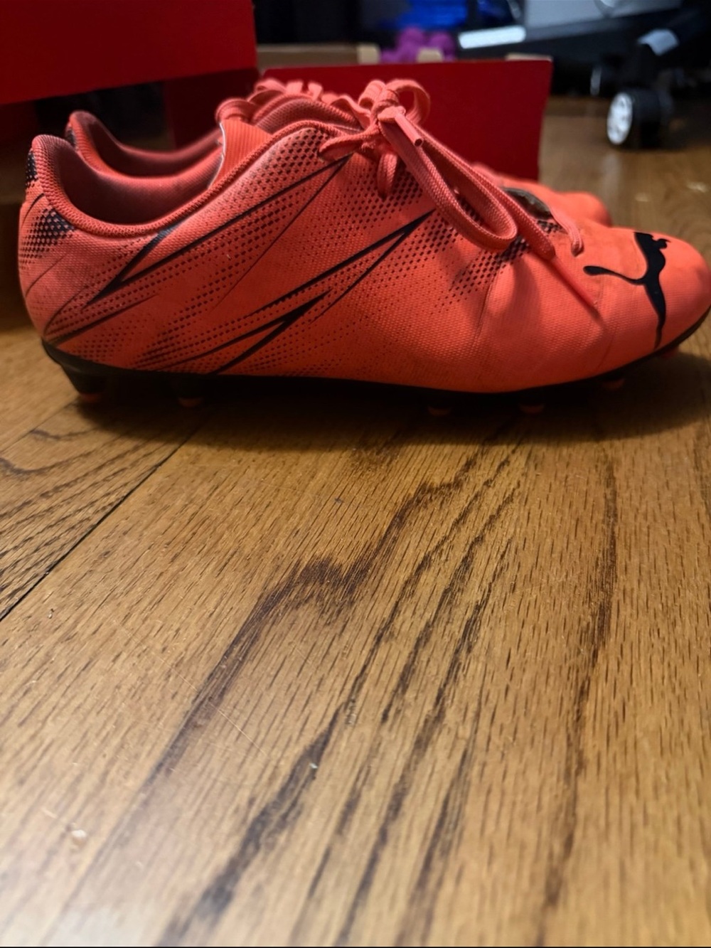 Puma Kids Orange and Black Soccer Cleats